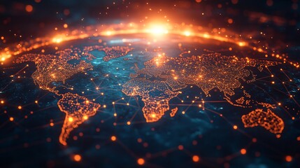 Global Network Connection  Digital World Map  Internet Technology