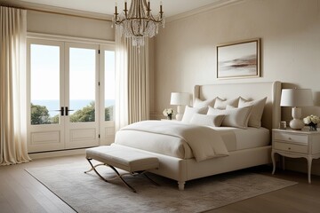 Chic Alabaster Bedroom Concept with Elegant Design Elements and Gentle Palette