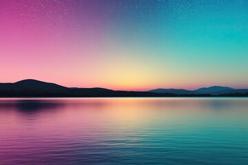 Fototapeta premium 4K Tranquil Color Gradient Landscape with Shimmer in 80s and 90s Vintage Style