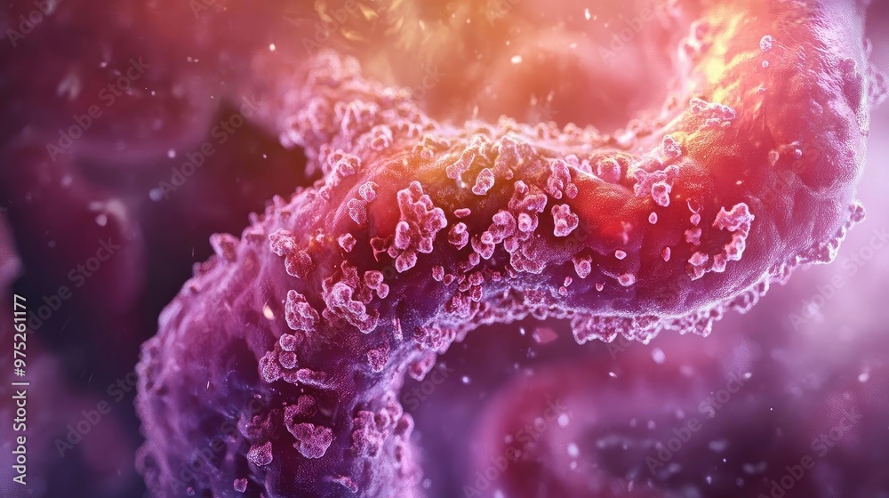 Poster Abstract representation of cellular structures, showcasing intricate details and vibrant colors in a microscopic view.
