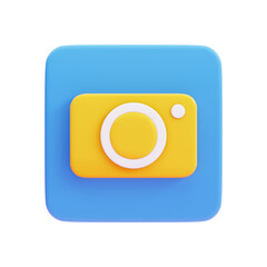 camera icon with square blue badge