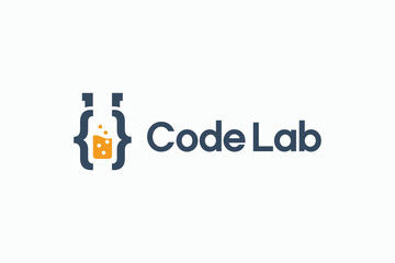 coding code with lab logo design template