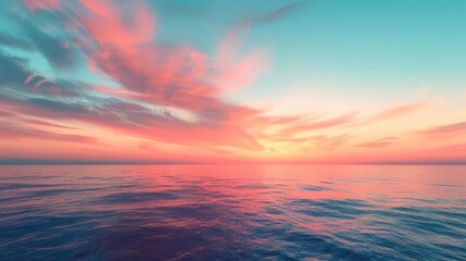Obraz premium Bright sunset with pastel sky colors reflecting on the water.
