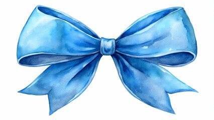 Naklejka premium Blue watercolor painting of a decorative bow , watercolor, blue, bow, ribbon, decorative, painting, artistic, feminine