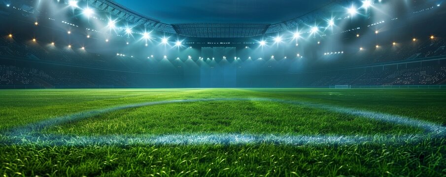 Center Field Under Stadium Lights, soccer, field, stadium