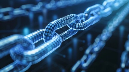 Digital Chain Links - Binary Code Security, Cyber Security, Data Security