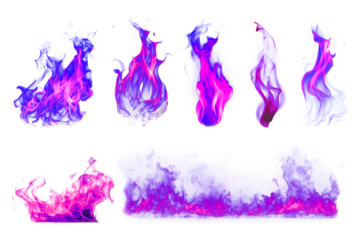 Purple flame png cut out set