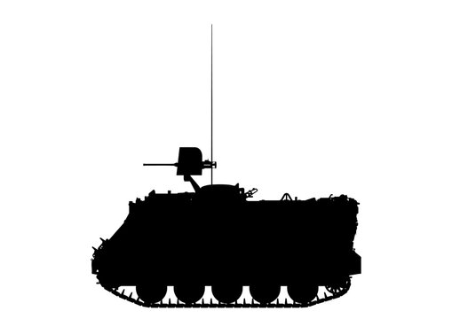 recommend clip art: M113装甲兵員輸送車 M113 armored personnel carrier 左側面 フロントパネルなし M2機関砲　M2重機関銃
