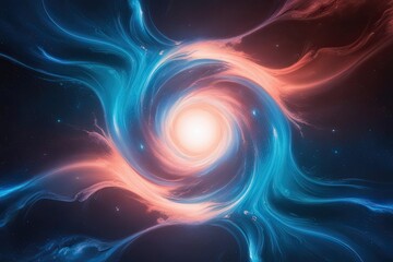 Vibrant Cosmic Background in Indigo, Cerulean, and Peach: Abstract Swirling Color Explosion for Deep Space Visuals