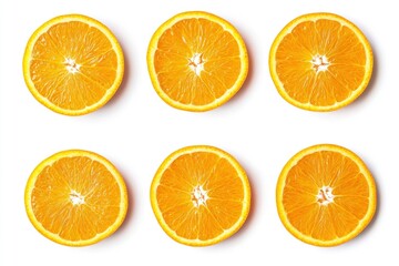 Fototapeta premium Orange slices. Fresh organic orange isolated on white background. Orange Collection, ai