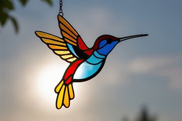Vibrant Stained Glass Hummingbird as a Radiant Symbol of Joy and Light
