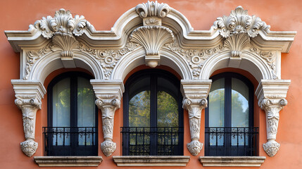 Spanish Colonial Architecture, ornate arches and decorative elements from Spanish colonial buildings, with copy space