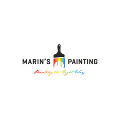 city building painting logo design template