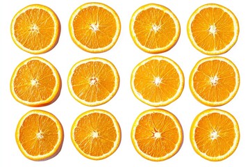 Fototapeta premium Orange slices. Fresh organic orange isolated on white background. Orange Collection, ai