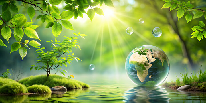 Fondo ecol?gico con elementos de la naturaleza, ecolog?a, medio ambiente, sostenibilidad, verde, planeta