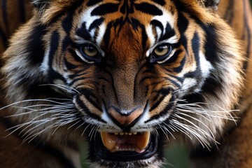 Obraz premium A threatening malayan tiger, stock photo, ai