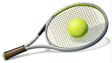 Tennis ball and racket clipart with a transparent background