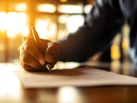 Hand placing a voter registration form on a counter, voter registration, civic duty
