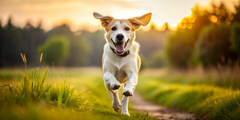 Excited dog running towards camera , happy, playful, pet, animal, energetic, joyful, motion, blur, outdoors, canine, sprinting