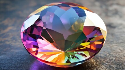 A Close-up Macro Perspective of a Faceted Gemstone with a Rainbow of Colors, Gemstone, Crystal, Facets