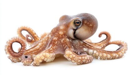 Obraz premium A Curious Cephalopod Close-Up of Octopus with Tentacles and Suckers, Cephalopod, Octopus, Tentacle