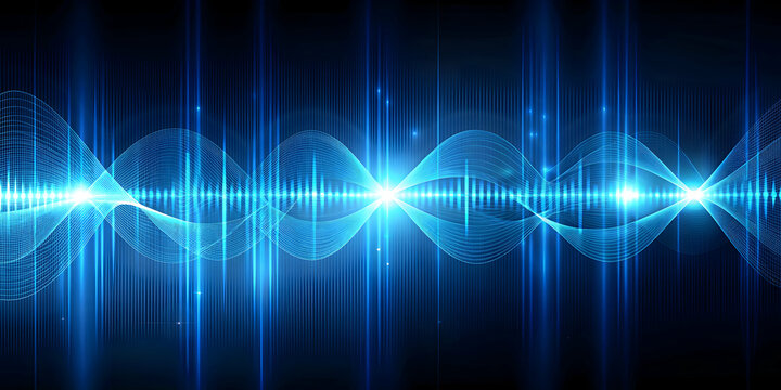 Abstract technology background with blue waves and oscillograms , blue, waves, oscillograms, abstract, technology
