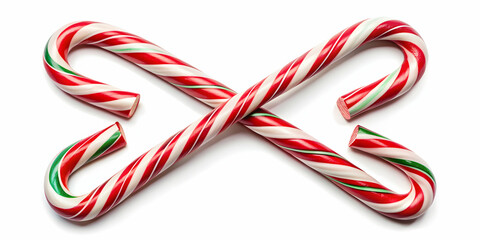 Candy canes crossed in an X shape , Christmas, holiday, sweet, red and white, festive, peppermint, X, candy cane, winter
