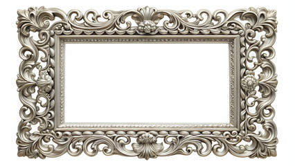 Silver frame with intricate designs isolated on white background, silver, frame, isolated, intricate, designs, decoration