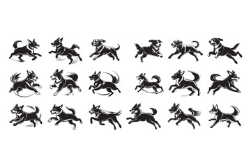 Dog silhouette vector illustrations