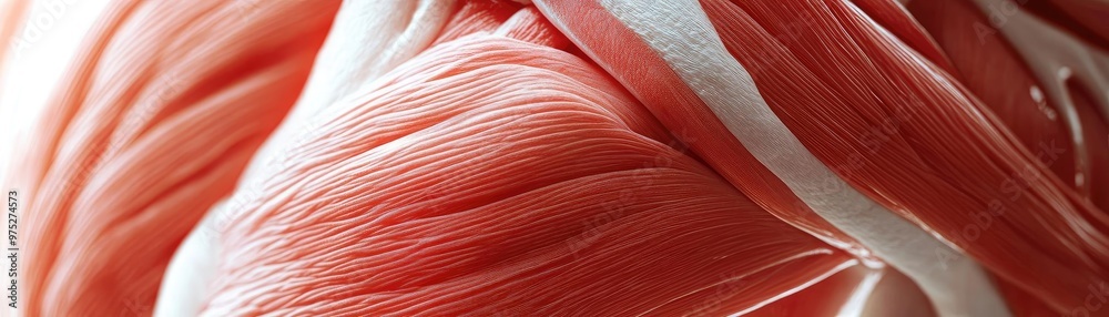 Poster close-up of soft, textured fibers in a vibrant coral color, ideal for textile and design projects.