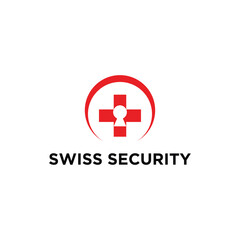 red swiss security logo design template