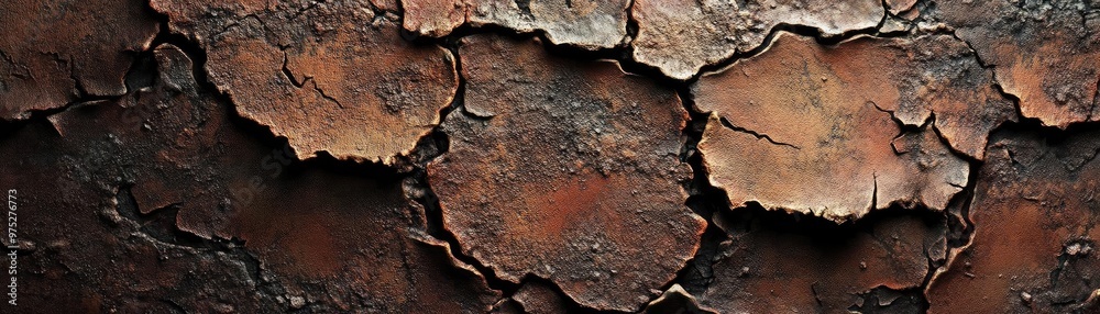 Poster close-up of peeling paint revealing textured surface, showcasing layers of rustic charm and weathere