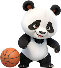Naklejka premium Joyous Panda Baller: Smiling Sports Character. 