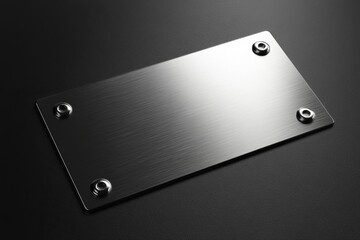Stylish metal office plate mockup for branding and signage in minimalist workspace design