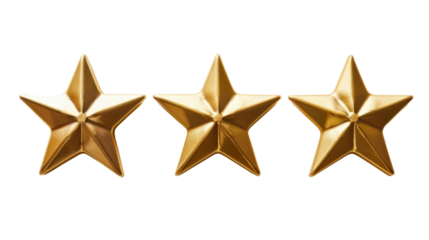 Gold winners award with three stars on transparent background