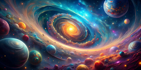 Galaxy Generative creating colorful and mesmerizing digital art, technology, artificial intelligence, space