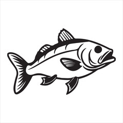  Cod fish silhouette vector art illustration.