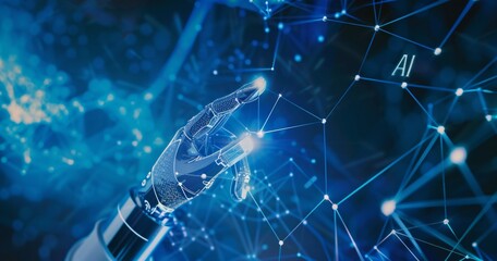 Robot hand Touch Technology light  ai concept art