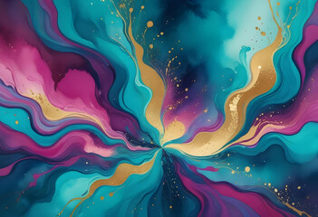 Fototapeta premium Abstract purple and cyan liquid psychedelic wave background