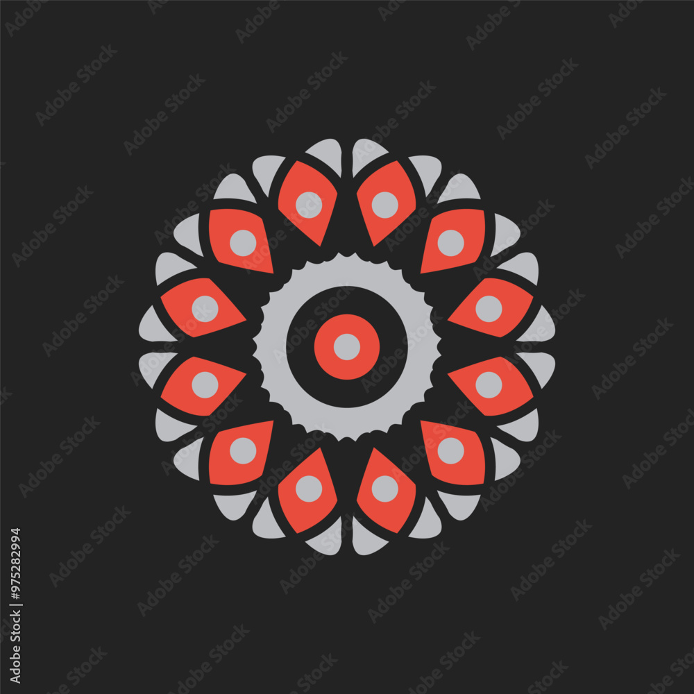 Poster arabic circular geometric symbol. vector floral mosaic oriental ornamental logo template