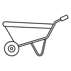 Metal Wheelbarrow Silhouette Line Art.