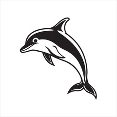 Dolphin Fish silhouette vector art illustration.