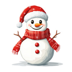 A snowman clipart, Christmas character, flat design, traditional style, isolated on white background