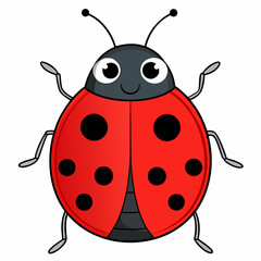 ladybug vector, bright red with black spots, illustration of a ladybug