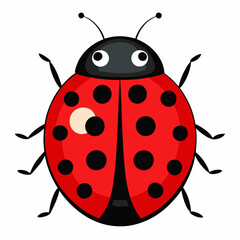 ladybug vector, bright red with black spots, illustration of a ladybug