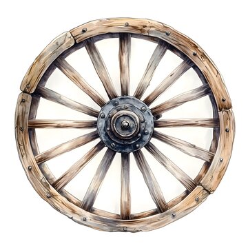 recommend clip art: Watercolor Vintage Wooden Wagon Wheel Illustration
