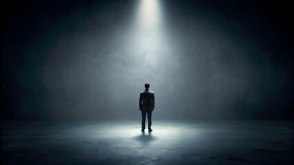 A person standing alone in the dark , solitude, fear, loneliness, mystery, uncertainty, shadows, hidden, unknown, eerie