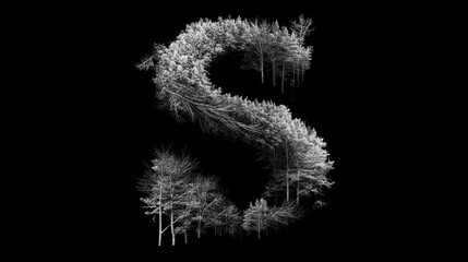 Snowy Forest Forming the Letter S