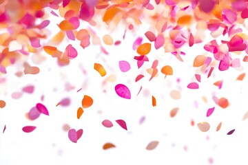 Delicate Confetti Petals Floating on a Soft Colorful Background