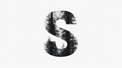Naklejka premium Forest Letter S - Nature Typography